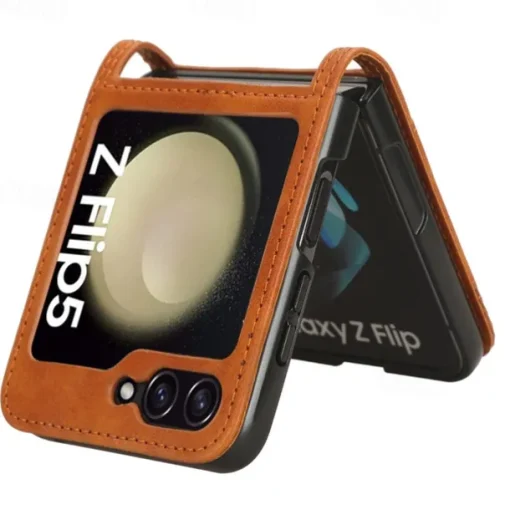 Phone Case For Samsung Galaxy Z Flip 5 Z Flip 4 Z Flip 3 Flip Cover Card Slot Shockproof Retro PC PU Leather