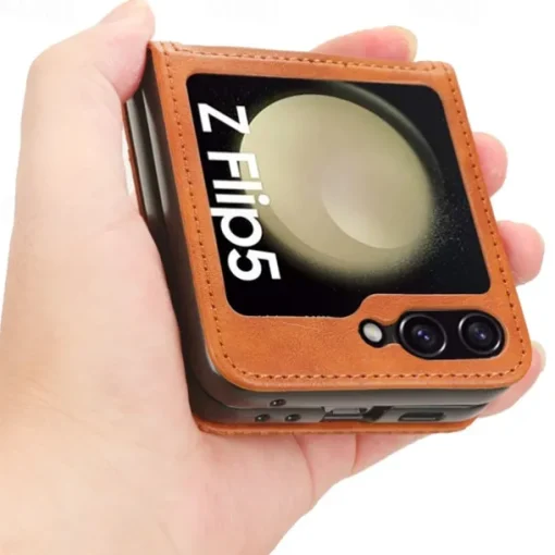 Phone Case For Samsung Galaxy Z Flip 5 Z Flip 4 Z Flip 3 Flip Cover Card Slot Shockproof Retro PC PU Leather
