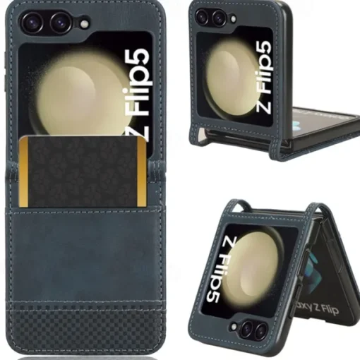 Phone Case For Samsung Galaxy Z Flip 5 Z Flip 4 Z Flip 3 Flip Cover Card Slot Shockproof Retro PC PU Leather