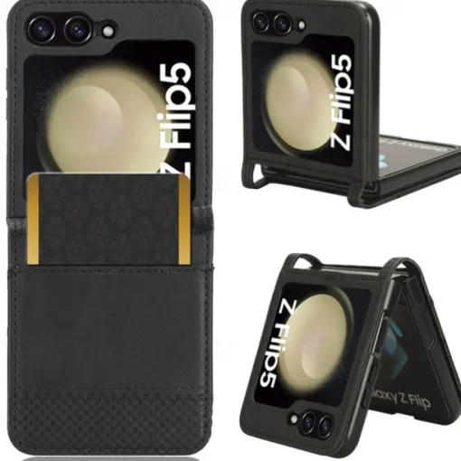 Phone Case For Samsung Galaxy Z Flip 5 Z Flip 4 Z Flip 3 Flip Cover Card Slot Shockproof Retro PC PU Leather
