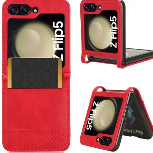 Phone Case For Samsung Galaxy Z Flip 5 Z Flip 4 Z Flip 3 Flip Cover Card Slot Shockproof Retro PC PU Leather