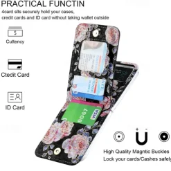 Phone Case For Samsung Galaxy Z Flip 6 Z Flip 5 Z Flip 4 Z Flip 3 Handbag Purse Wallet Case Flip Zipper with Removable Cross Body Strap Graphic Flower PU Leather