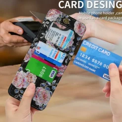 Phone Case For Samsung Galaxy Z Flip 6 Z Flip 5 Z Flip 4 Z Flip 3 Handbag Purse Wallet Case Flip Zipper with Removable Cross Body Strap Graphic Flower PU Leather