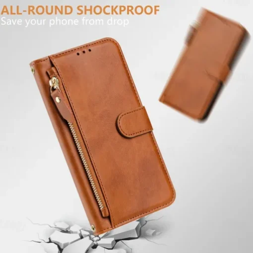 Phone Case For Samsung Galaxy S25 S24 S24 FE S23 S22 S21 Ultra Plus A55 5G A35 5G A25 A15 Wallet Case with Stand Holder Zipper Full Body Protective Retro TPU PU Leather