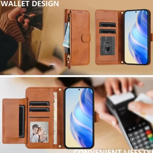 Phone Case For Samsung Galaxy S25 S24 S24 FE S23 S22 S21 Ultra Plus A55 5G A35 5G A25 A15 Wallet Case with Stand Holder Zipper Full Body Protective Retro TPU PU Leather