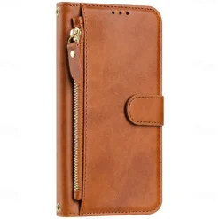 Phone Case For Samsung Galaxy S25 S24 S24 FE S23 S22 S21 Ultra Plus A55 5G A35 5G A25 A15 Wallet Case with Stand Holder Zipper Full Body Protective Retro TPU PU Leather