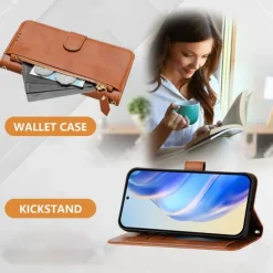 Phone Case For Samsung Galaxy S25 S24 S24 FE S23 S22 S21 Ultra Plus A55 5G A35 5G A25 A15 Wallet Case with Stand Holder Zipper Full Body Protective Retro TPU PU Leather