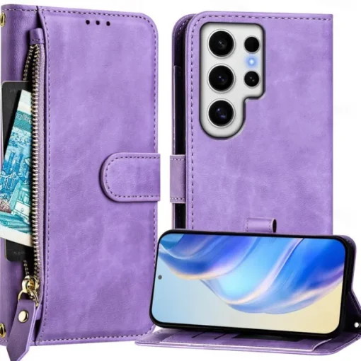 Phone Case For Samsung Galaxy S25 S24 S24 FE S23 S22 S21 Ultra Plus A55 5G A35 5G A25 A15 Wallet Case with Stand Holder Zipper Full Body Protective Retro TPU PU Leather
