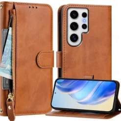Phone Case For Samsung Galaxy S25 S24 S24 FE S23 S22 S21 Ultra Plus A55 5G A35 5G A25 A15 Wallet Case with Stand Holder Zipper Full Body Protective Retro TPU PU Leather