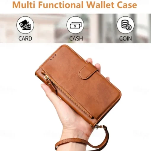 Phone Case For Samsung Galaxy S25 S24 S24 FE S23 S22 S21 Ultra Plus A55 5G A35 5G A25 A15 Wallet Case with Stand Holder Zipper Full Body Protective Retro TPU PU Leather