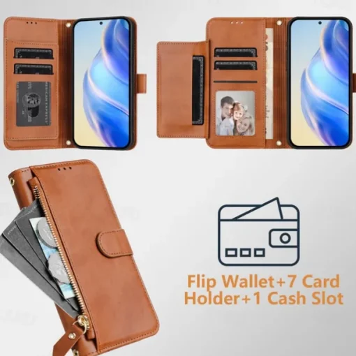 Phone Case For Samsung Galaxy S25 S24 S24 FE S23 S22 S21 Ultra Plus A55 5G A35 5G A25 A15 Wallet Case with Stand Holder Zipper Full Body Protective Retro TPU PU Leather