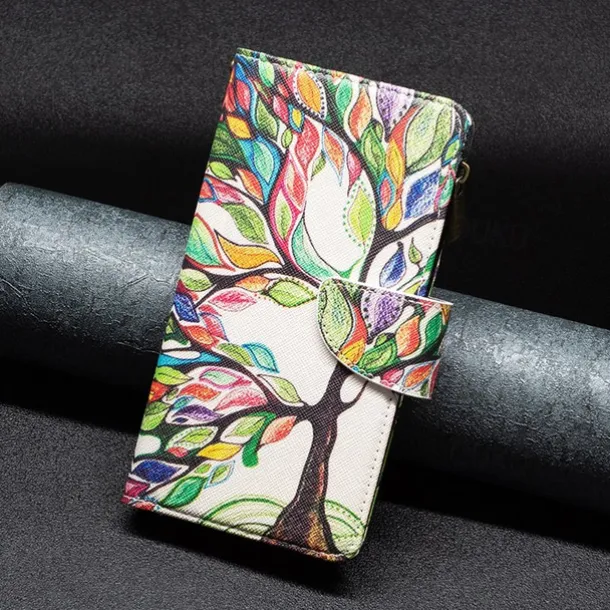 Phone Case For Samsung Galaxy S25 S24 S23 S23 FE S22 S21 Ultra Plus A35 5G A25 A15 A14 Wallet Case with Stand Holder Zipper with Wrist Strap Retro TPU PU Leather