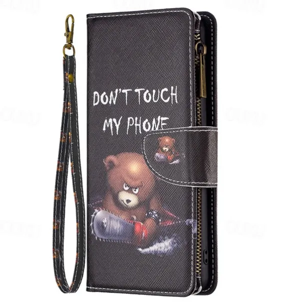 Phone Case For Samsung Galaxy S25 S24 S23 S23 FE S22 S21 Ultra Plus A35 5G A25 A15 A14 Wallet Case with Stand Holder Zipper with Wrist Strap Retro TPU PU Leather