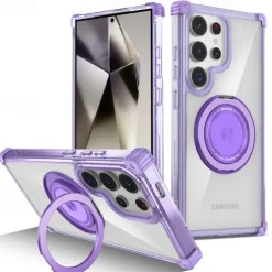 Phone Case For Samsung Galaxy S24 S24 FE S23 Ultra Plus S22 Plus Ultra Back Cover with Stand Holder Magnetic Shockproof Retro PC