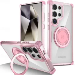 Phone Case For Samsung Galaxy S24 S24 FE S23 Ultra Plus S22 Plus Ultra Back Cover with Stand Holder Magnetic Shockproof Retro PC