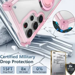 Phone Case For Samsung Galaxy S24 S24 FE S23 Ultra Plus S22 Plus Ultra Back Cover with Stand Holder Magnetic Shockproof Retro PC