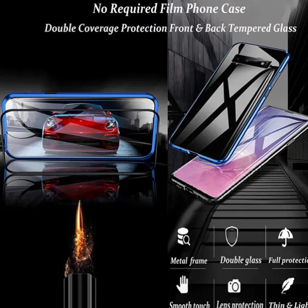 Phone Case For Samsung Galaxy S25 S24 S23 S22 S21 FE S21 Ultra Plus A14 A34 A54 A53 Full Body Case Magnetic Adsorption with Screen Protector Magnetic Full Body Protective Transparent Tempered Glass