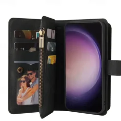 Phone Case For Samsung Galaxy S25 S24 S23 S23 FE S22 S21 Ultra Plus A55 5G A35 5G A25 A15 Wallet Case Zipper Full Body Protective with Wrist Strap Retro TPU PU Leather