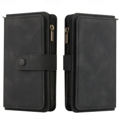 Phone Case For Samsung Galaxy S25 S24 S23 S23 FE S22 S21 Ultra Plus A55 5G A35 5G A25 A15 Wallet Case Zipper Full Body Protective with Wrist Strap Retro TPU PU Leather