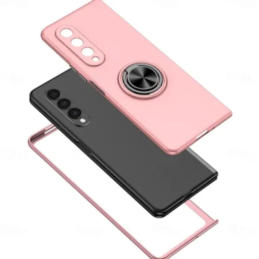 Phone Case For Samsung Galaxy Z Fold 7 Z Fold 6 Z Fold 5 Z Fold 4 Z Fold 3 Full Body Case Flip Ring Holder Dustproof Solid Colored TPU