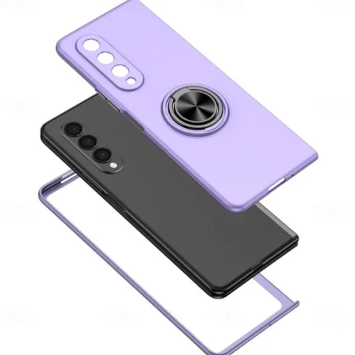 Phone Case For Samsung Galaxy Z Fold 7 Z Fold 6 Z Fold 5 Z Fold 4 Z Fold 3 Full Body Case Flip Ring Holder Dustproof Solid Colored TPU