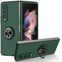 Phone Case For Samsung Galaxy Z Fold 7 Z Fold 6 Z Fold 5 Z Fold 4 Z Fold 3 Full Body Case Flip Ring Holder Dustproof Solid Colored TPU