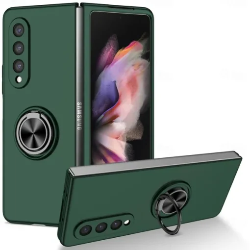 Phone Case For Samsung Galaxy Z Fold 7 Z Fold 6 Z Fold 5 Z Fold 4 Z Fold 3 Full Body Case Flip Ring Holder Dustproof Solid Colored TPU