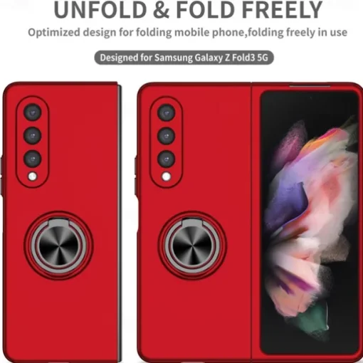 Phone Case For Samsung Galaxy Z Fold 7 Z Fold 6 Z Fold 5 Z Fold 4 Z Fold 3 Full Body Case Flip Ring Holder Dustproof Solid Colored TPU