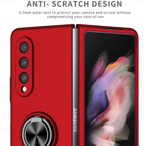 Phone Case For Samsung Galaxy Z Fold 7 Z Fold 6 Z Fold 5 Z Fold 4 Z Fold 3 Full Body Case Flip Ring Holder Dustproof Solid Colored TPU