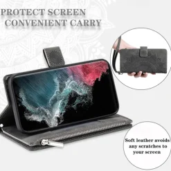 Phone Case For Samsung Galaxy S25 S23 S22 S21 FE S21 Ultra Plus A54 A53 A33 A13 S20 Wallet Case Flip Wallet Zipper Tile TPU PU Leather