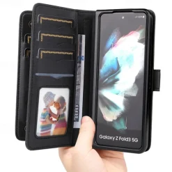 Phone Case For Samsung Galaxy Z Fold 5 Z Fold 4 Z Fold 3 Wallet Case Magnetic Full Body Protective Kickstand Retro TPU PU Leather