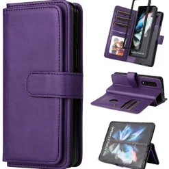 Phone Case For Samsung Galaxy Z Fold 5 Z Fold 4 Z Fold 3 Wallet Case Magnetic Full Body Protective Kickstand Retro TPU PU Leather
