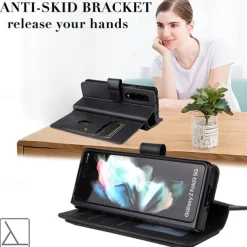 Phone Case For Samsung Galaxy Z Fold 5 Z Fold 4 Z Fold 3 Wallet Case Magnetic Full Body Protective Kickstand Retro TPU PU Leather