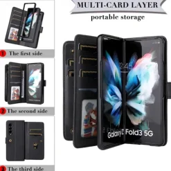 Phone Case For Samsung Galaxy Z Fold 5 Z Fold 4 Z Fold 3 Wallet Case Magnetic Full Body Protective Kickstand Retro TPU PU Leather