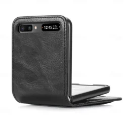 Phone Case For Samsung Galaxy Z Flip 7 Z Flip 6 Z Flip 5 Z Flip 4 Z Flip 3 Full Body Case Dustproof Shockproof Solid Colored PU Leather