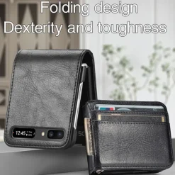 Phone Case For Samsung Galaxy Z Flip 7 Z Flip 6 Z Flip 5 Z Flip 4 Z Flip 3 Full Body Case Dustproof Shockproof Solid Colored PU Leather