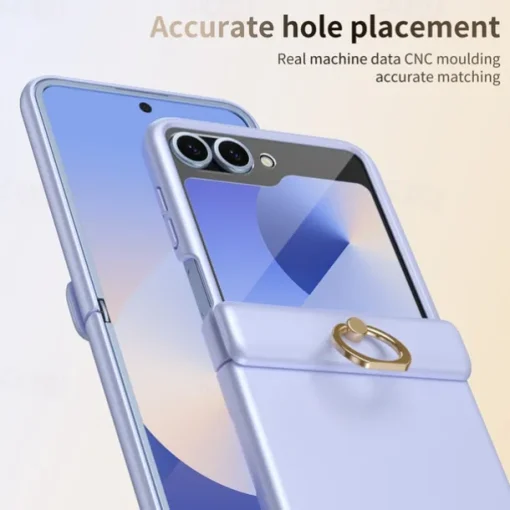 Phone Case For Samsung Galaxy Z Flip 6 Z Flip 5 Back Cover Ring Buckle Shockproof Retro PC