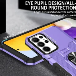 Phone Case For Samsung Galaxy S24 S24 FE S23 S22 S21 Ultra Plus A55 5G A35 5G A25 A15 A34 Back Cover Ring Holder Magnetic Shockproof Retro PC