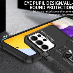 Phone Case For Samsung Galaxy S24 S24 FE S23 S22 S21 Ultra Plus A55 5G A35 5G A25 A15 A34 Back Cover Ring Holder Magnetic Shockproof Retro PC