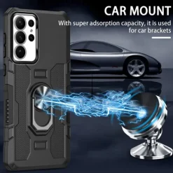 Phone Case For Samsung Galaxy S24 S24 FE S23 S22 S21 Ultra Plus A55 5G A35 5G A25 A15 A34 Back Cover Ring Holder Magnetic Shockproof Retro PC