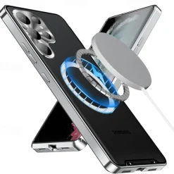 Phone Case For Samsung Galaxy S25 S24 S23 S23 FE S22 S21 Ultra Plus Magnetic Adsorption With Magsafe Camera Lens Protector Support Wireless Charging Shockproof Acrylic Aluminum Alloy