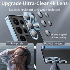 Phone Case For Samsung Galaxy S25 S24 S23 S23 FE S22 S21 Ultra Plus Magnetic Adsorption With Magsafe Camera Lens Protector Support Wireless Charging Shockproof Acrylic Aluminum Alloy