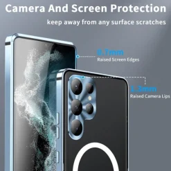 Phone Case For Samsung Galaxy S25 S24 S23 S23 FE S22 S21 Ultra Plus Magnetic Adsorption With Magsafe Camera Lens Protector Support Wireless Charging Shockproof Acrylic Aluminum Alloy