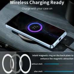 Phone Case For Samsung Galaxy S25 S24 S23 S23 FE S22 S21 Ultra Plus Magnetic Adsorption With Magsafe Camera Lens Protector Support Wireless Charging Shockproof Acrylic Aluminum Alloy