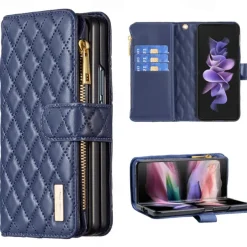 Phone Case For Samsung Galaxy Z Fold 6 Z Fold 5 Z Fold 4 Z Fold 3 Full Body Case Wallet Case Flip Zipper With Card Holder Solid Colored Geometric Pattern PC PU Leather