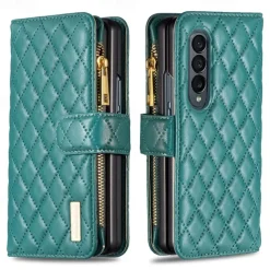 Phone Case For Samsung Galaxy Z Fold 6 Z Fold 5 Z Fold 4 Z Fold 3 Full Body Case Wallet Case Flip Zipper With Card Holder Solid Colored Geometric Pattern PC PU Leather