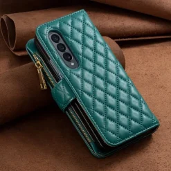 Phone Case For Samsung Galaxy Z Fold 6 Z Fold 5 Z Fold 4 Z Fold 3 Full Body Case Wallet Case Flip Zipper With Card Holder Solid Colored Geometric Pattern PC PU Leather
