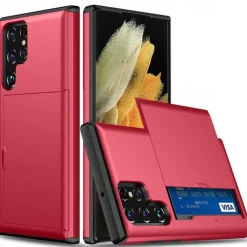 Phone Case For Samsung Galaxy S25 S24 S23 S22 S21 FE S21 Ultra Plus S20 Back Cover Card Holder Dustproof Shockproof Solid Colored TPU