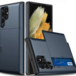 Phone Case For Samsung Galaxy S25 S24 S23 S22 S21 FE S21 Ultra Plus S20 Back Cover Card Holder Dustproof Shockproof Solid Colored TPU