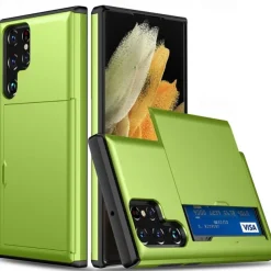 Phone Case For Samsung Galaxy S25 S24 S23 S22 S21 FE S21 Ultra Plus S20 Back Cover Card Holder Dustproof Shockproof Solid Colored TPU